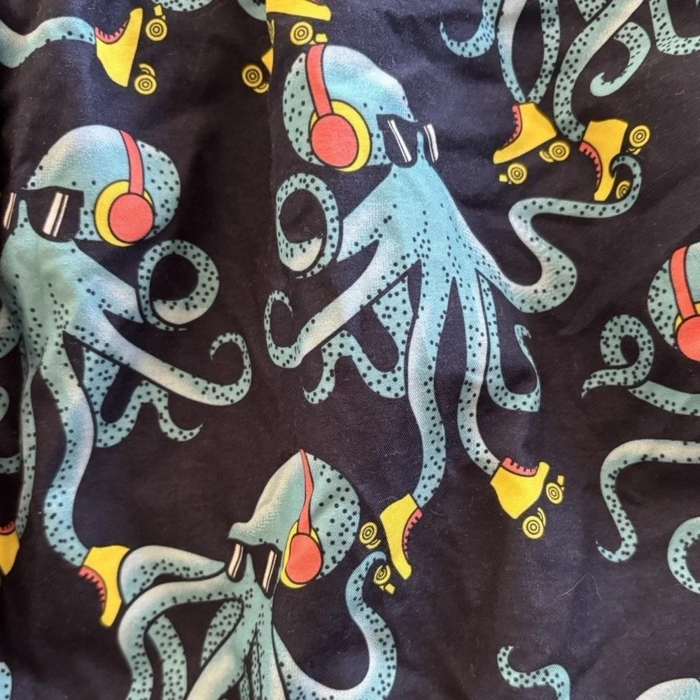 No Boundaries Swim Trunks Mens Large Navy Octopus Roller‎ Skating Beach Shorts